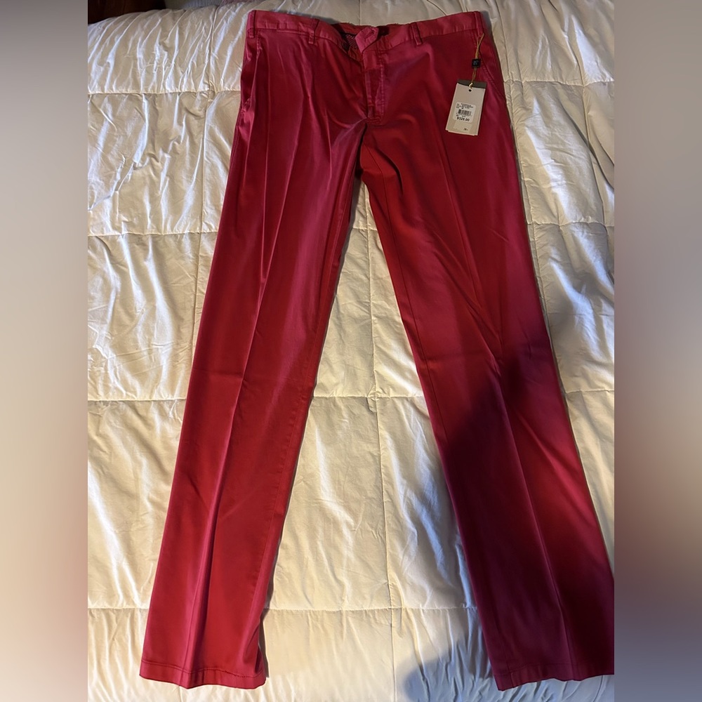 Canali Men’s red straight leg trousers European Size 38